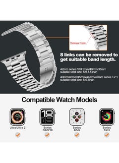 Digipace Lightweight Stainless Steel Band Designed for Apple Watch Ultra 2&Ultra, Series 1&10,46mm,45mm,44mm,42mm,Replacement iWatch Bands for Men & Women,Bright Silver  - Image 4