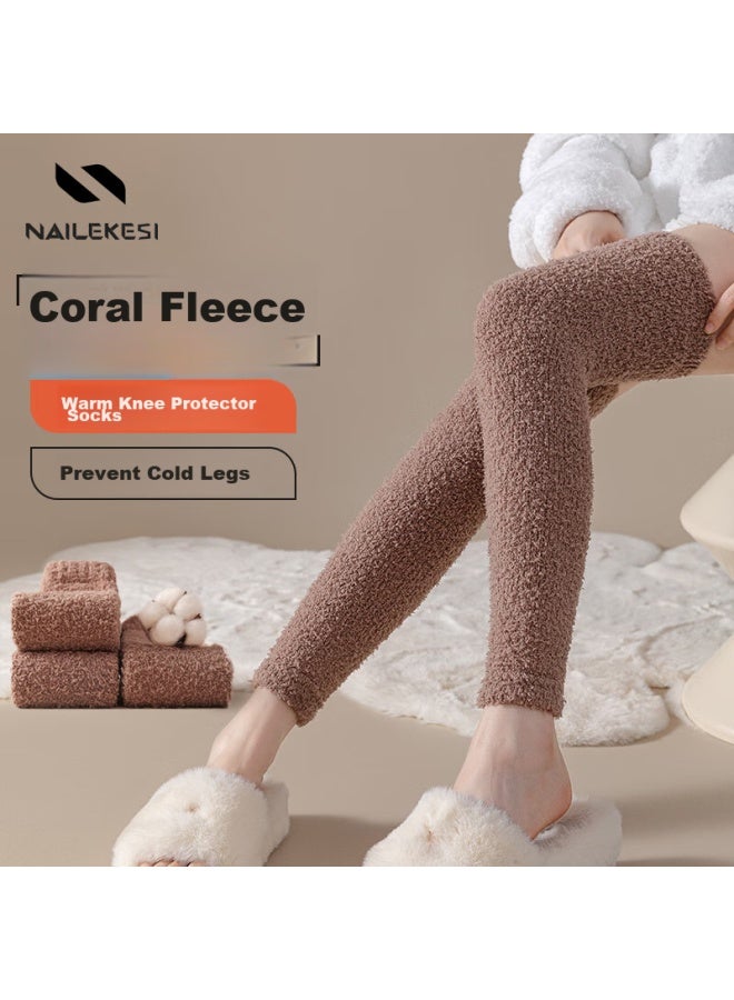 NAILEKESI N Nailikesi Coral Fleece Knee Pads For Women, Joint-warming Knee Protectors, Warm Leg Guards, Fleece-lined Knee Sleeves For Cold Legs  - Image 1