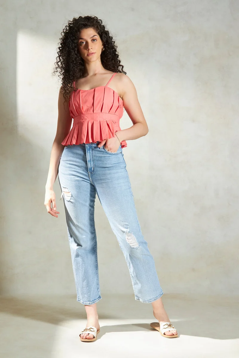 Virgio Cotton Crop Brunchwear Tops for Women