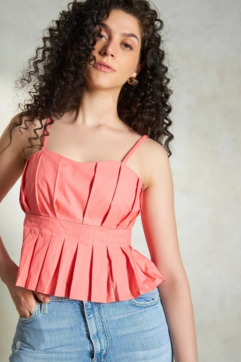 Virgio Cotton Crop Brunchwear Tops for Women