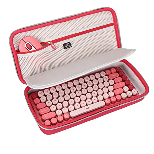 Aproca Red Hard Travel Storage Carrying Case for Logitech POP Keys Mechanical Wireless Keyboard and POP Mouse/Keychron K2 Keyboard - Image 1