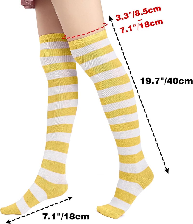 DAZCOS Striped Thigh High Socks Elastic Over The Knee Knit Stockings Leg Warmers for Christmas - Image 3