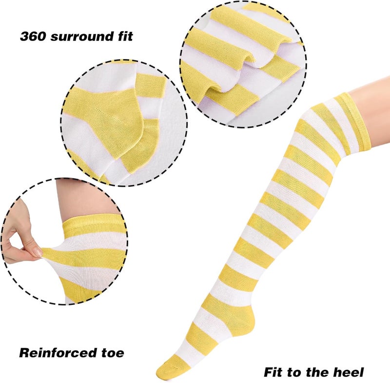 DAZCOS Striped Thigh High Socks Elastic Over The Knee Knit Stockings Leg Warmers for Christmas - Image 2