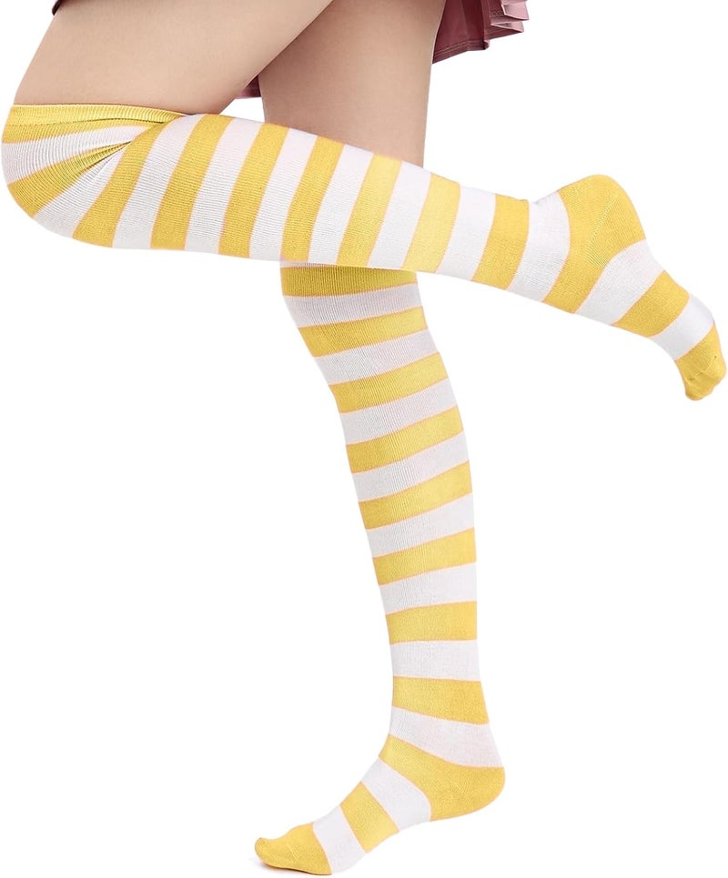 DAZCOS Striped Thigh High Socks Elastic Over The Knee Knit Stockings Leg Warmers for Christmas - Image 1