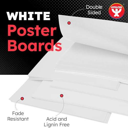 Hygloss Medium Poster Board 11x14 25 Count Bulk Pack 10 Pt Thickness White Poster Board Paper for Projects Presentations Displays Signs Crafts Blank Posterboard Multipack 11 x 14 - Image 3