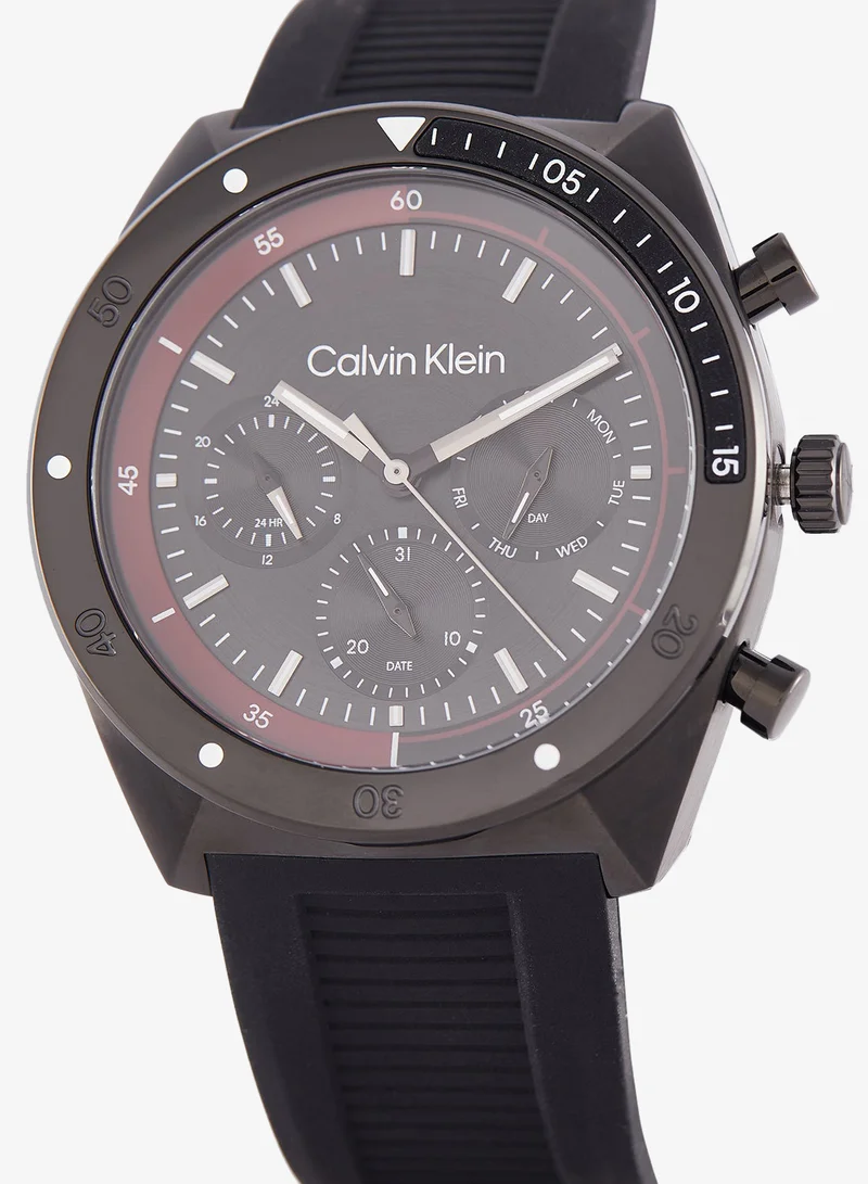 CALVIN KLEIN CK Flex Collection Analog Multifunction Quartz Watch For Men With Black Silicone Bracelet - 25200467