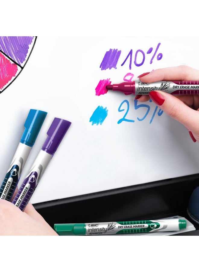 بيك أقلام تحديد Intensity Advanced الملونة القابلة للمسح الجاف، برأس رصاصي، عبوة من 12 قطعة بألوان متنوعة، أقلام تحديد السبورة البيضاء للمعلمين ولوازم المكتب - Image 3