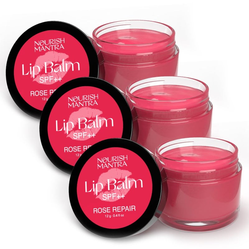 Nourish Mantra Rose Repair Lip Balm with SPF  Made with Rose Extracts Olive oil Shea Butter Vitamin E  Avocado Oil  For Dry Chapped and Dark Lips  Best for Both Women and Men  12g