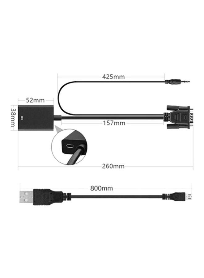 Beauenty HD Vga To Hdmi Computer To TV Adapter Cable VGA To HDMI With Audio And Power Supply  - Image 2
