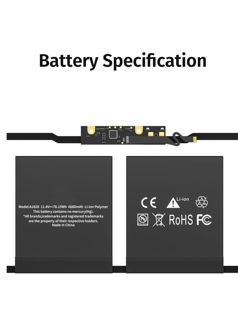 Max Power A1820 Battery for MacBook Pro 15 A1707 Late 2016 / Mid 2017 EMC 3072 EMC 3162 MLH32CH/A MLH42CH/A MLW72CH/A MLW82CH/A MPTR2LL/A MPTT2LL/A 11.4V 76Wh 6667mAh - Image 4