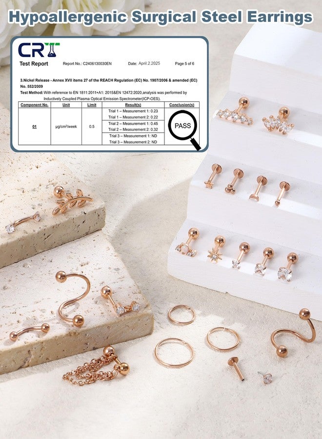 ORAZIO 16 Gauge Cartilage Earrings for Women-Hypoallergenic Surgical Stainless Steel Tragus Earring Set Threadless Flat Back Earrings Push in Nose Studs Daith Conch Tragus Helix Piercing Jewelry, 8mm - Image 5
