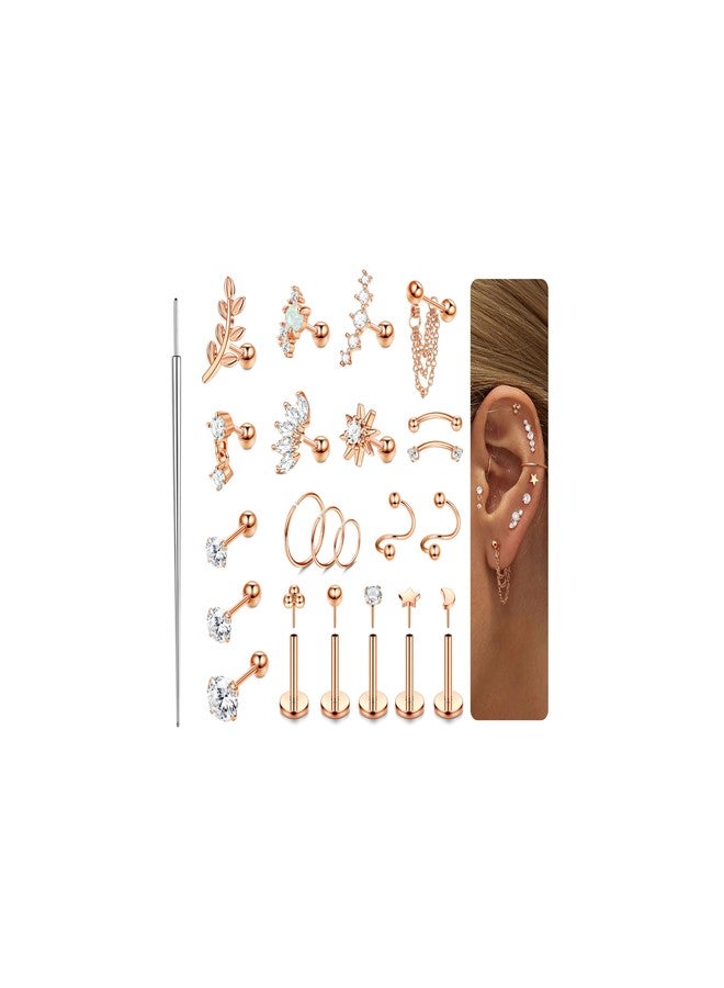 ORAZIO 16 Gauge Cartilage Earrings for Women-Hypoallergenic Surgical Stainless Steel Tragus Earring Set Threadless Flat Back Earrings Push in Nose Studs Daith Conch Tragus Helix Piercing Jewelry, 8mm - Image 1