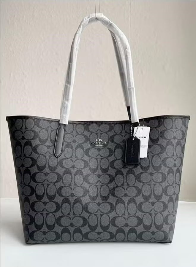 Coachoutlet Coach City Tote Bag In Signature Canvas Women's Fashion Versatile Large Capacity Large Size Handheld Shoulder Bag Tote Bag