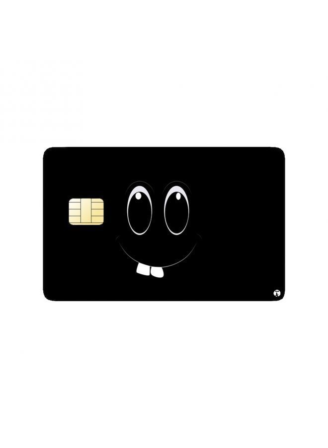 RKN PRINTED BANK CARD STICKER Cute Smiling Emoji In Black - Image 2