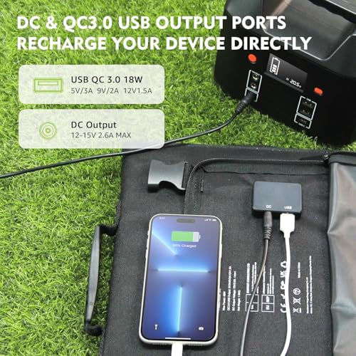 EnginStar 40W Solar Panel EnginStar 40 Watt Foldable Solar Panel for Portable Power Station w/QC3.0 USB Port for Phone Laptop 12-15V DC Output(10 Connectors) for Outdoor Camping RV Off Grid - Image 3