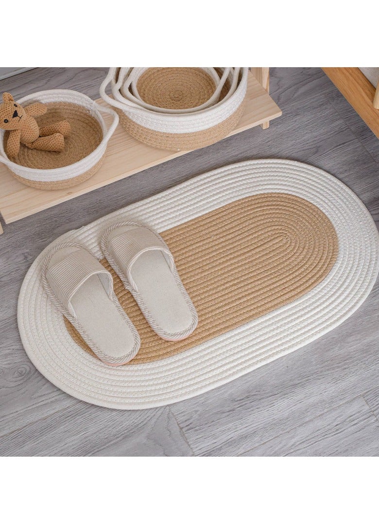MEI HOME CENTER Hand Woven Jute Tassel Door Mat With Anti Slip Bottom (Size 70×40CM)  - Image 1