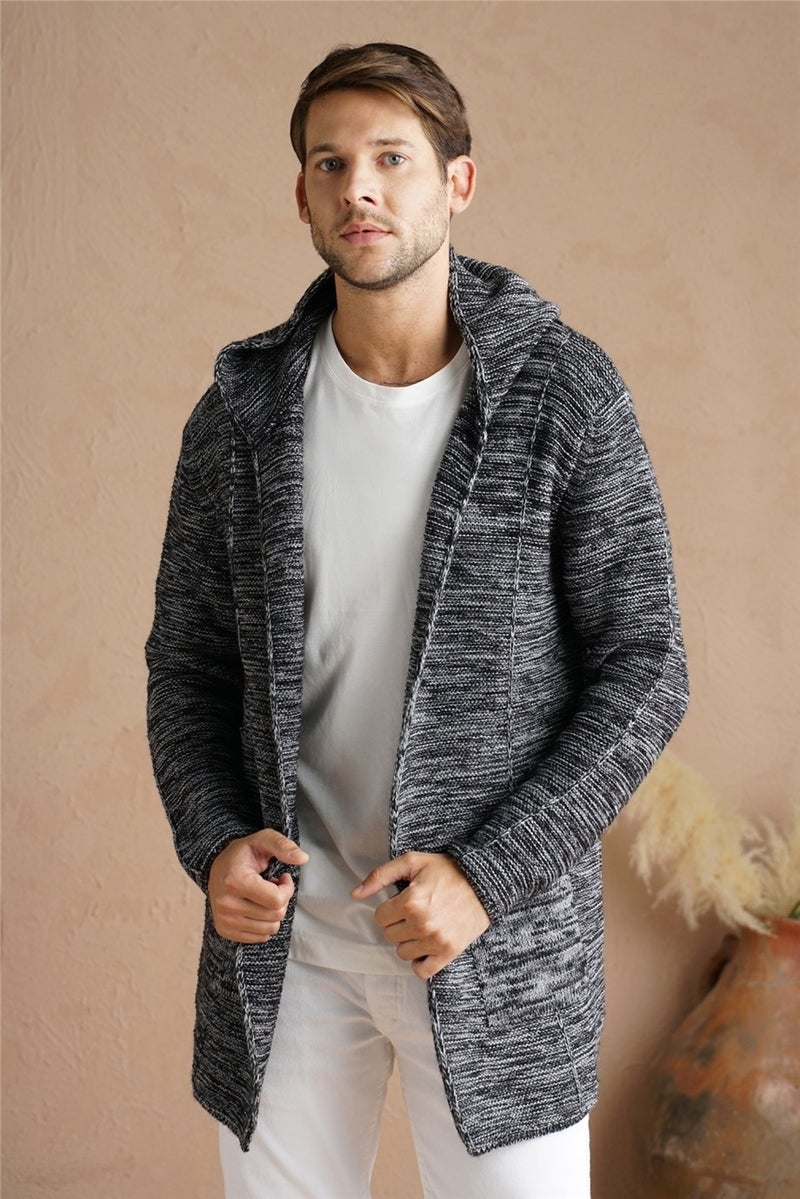 Cool Tarz Men's Smoked Blend Hooded Knitwear CARDIGAN-HRK7721R01S  - Image 1