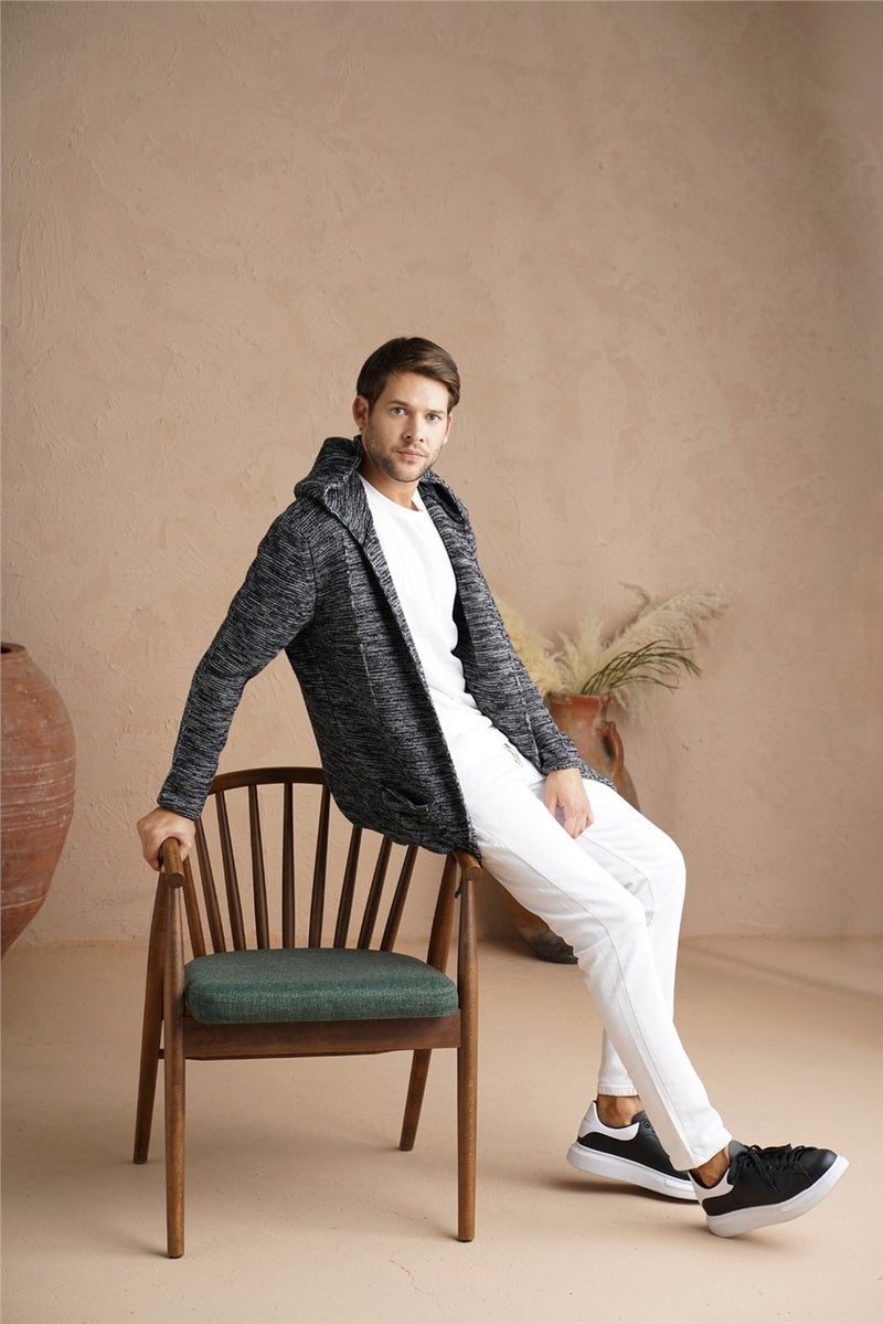 Cool Tarz Men's Smoked Blend Hooded Knitwear CARDIGAN-HRK7721R01S  - Image 3