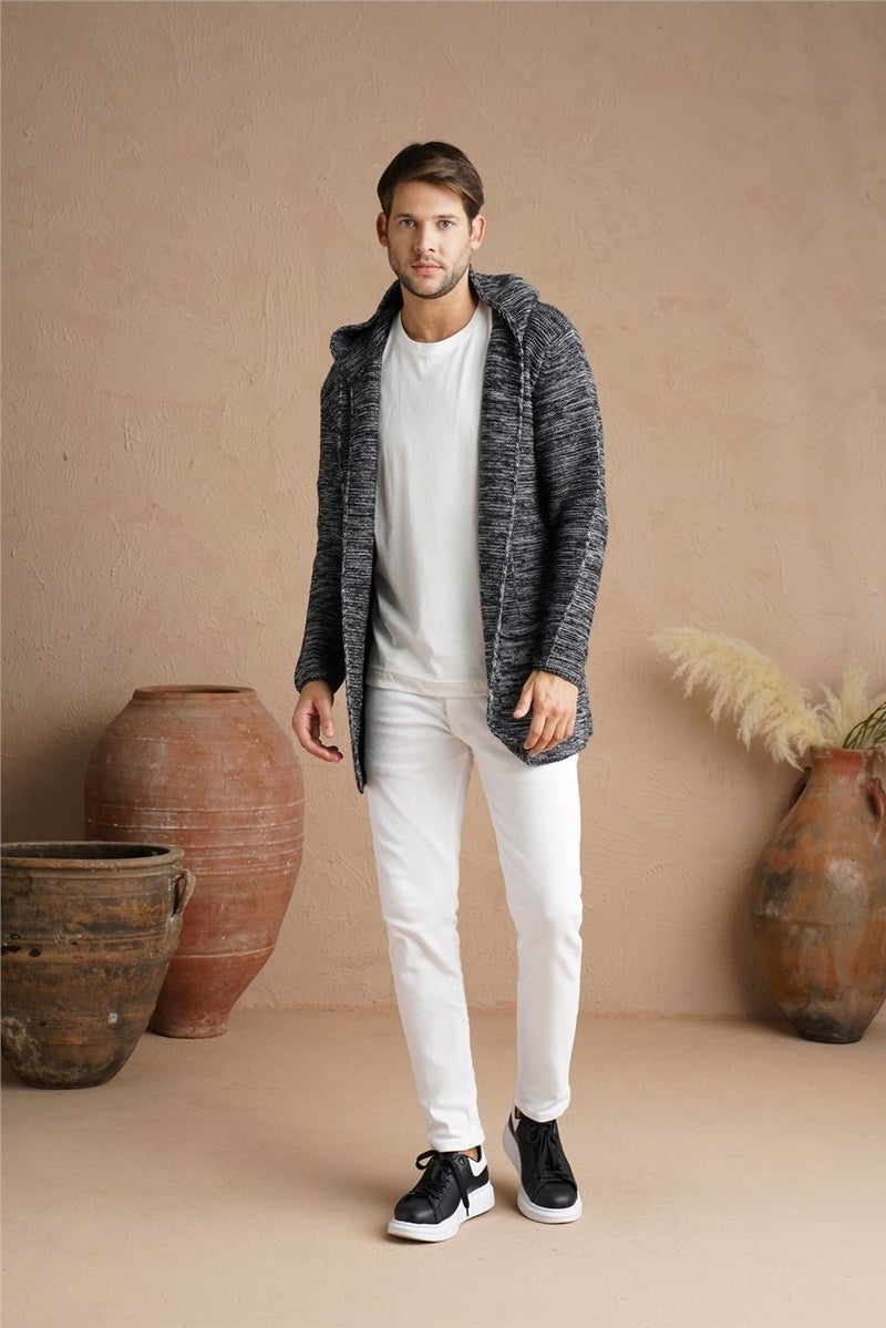 Cool Tarz Men's Smoked Blend Hooded Knitwear CARDIGAN-HRK7721R01S  - Image 4