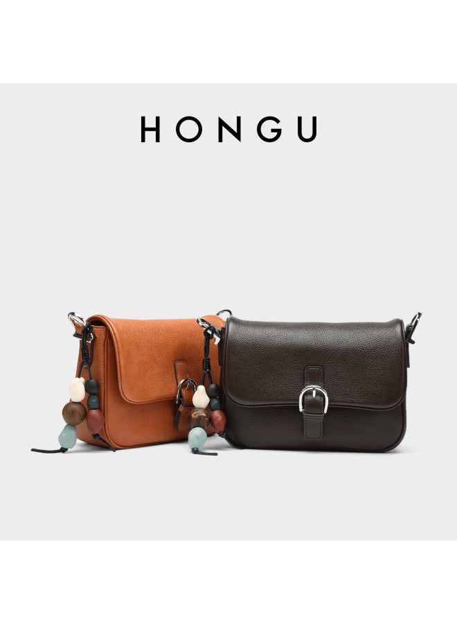 Hongu Women's Genuine Leather Shoulder Crossbody Bag Vintage High-end Saddle Bag Birthday Gift For Girlfriend - Image 4