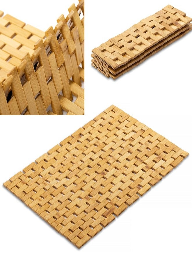 هومدسيم سجادة حمام من الخيزران من هوم ديسيم مزودة بوسادات مانعة للانزلاق، مقاس 23.6 × 15.8 بوصة، مناسبة لأرضيات الحمامات وأحواض الاستحمام، مقاومة للماء والانزلاق، للاستخدام الداخلي والخارجي في المطبخ وغرفة النوم والحمام والمرحاض، وسجادة أرضية للحيوانات الأليفة. - Image 3