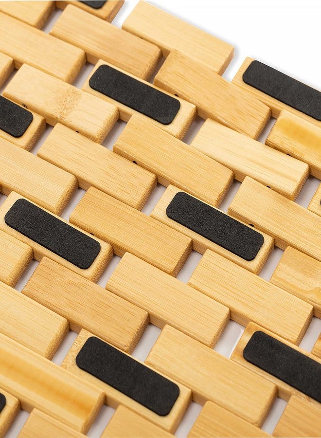 هومدسيم سجادة حمام من الخيزران من هوم ديسيم مزودة بوسادات مانعة للانزلاق، مقاس 23.6 × 15.8 بوصة، مناسبة لأرضيات الحمامات وأحواض الاستحمام، مقاومة للماء والانزلاق، للاستخدام الداخلي والخارجي في المطبخ وغرفة النوم والحمام والمرحاض، وسجادة أرضية للحيوانات الأليفة. - Image 5