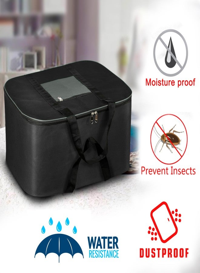 Storite 2 Pack Moisture Proof Nylon Large Size Underbed Storage Bag For Clothes (54 x 46 x 28 cm) - Black, Rectangular - Image 5