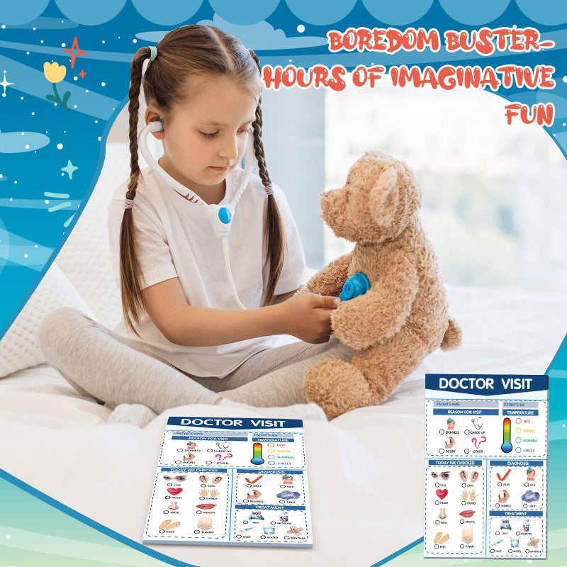 Eaasty 6 Pcs Kids Pretend Play Notepads for Kids Pretend Play Imaginative Role Playtime Bundle Include Doctor Police Teacher Vet Coffee Restaurant - Image 4