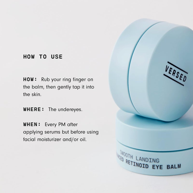 Versed Smooth Landing Advanced Retinoid Eye Balm - Anti-Aging Eye Cream with Granactive Retinoid for Crow's Feet, Under Eye Bags & Dark Circles - Nightly Moisturizing Eye Firming Cream (0.42 oz) - Image 3