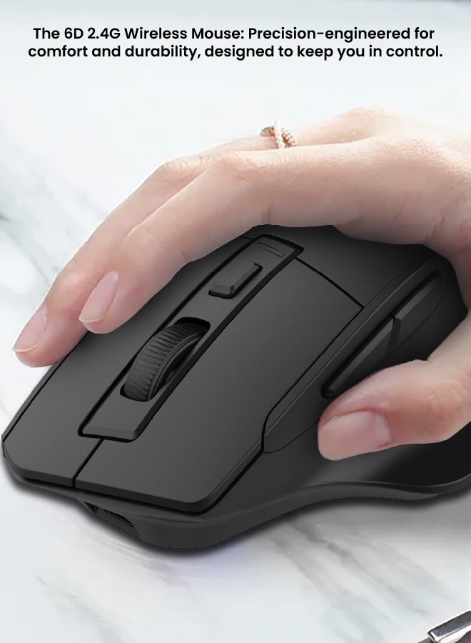 Seeken Workflow Ergonomic Wireless Mouse | Lag-free Gaming Mouse with 6D Buttons, Adjustable DPI for Precision | Comfortable Rubber Grip,  for Office Use | Windows & Mac Compatibility - Image 4
