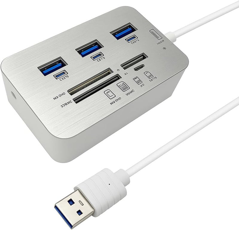 Fitto 3 Ports USB Hub & Multi Memory Card Reader for MS, Micro SD, SD/MMC, M2, TF Card - Image 1