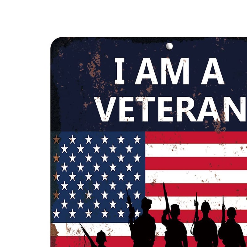 Skyocean Retro Metal Sign Vintage I Am A Veteran Sign for Plaque Poster Cafe Wall Art Sign Gift 8 X 12 INCH - Image 3