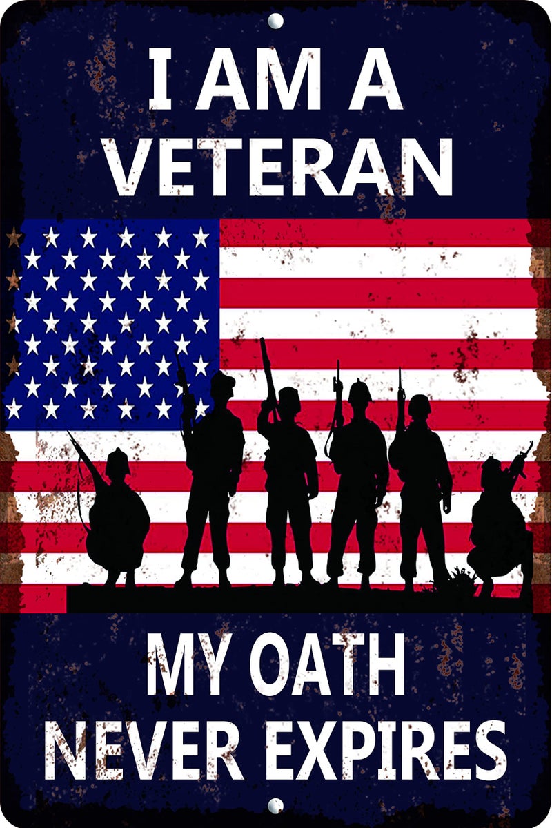 Skyocean Retro Metal Sign Vintage I Am A Veteran Sign for Plaque Poster Cafe Wall Art Sign Gift 8 X 12 INCH - Image 2