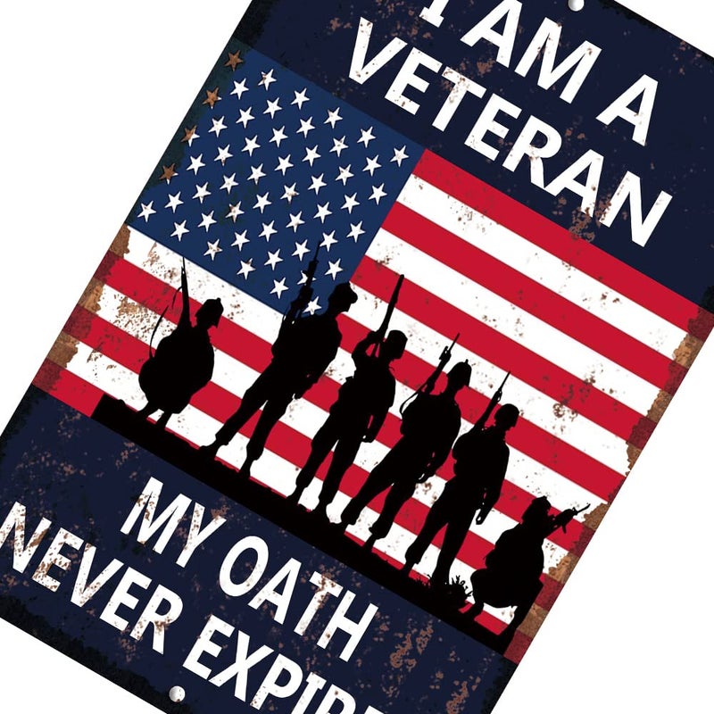 Skyocean Retro Metal Sign Vintage I Am A Veteran Sign for Plaque Poster Cafe Wall Art Sign Gift 8 X 12 INCH - Image 4