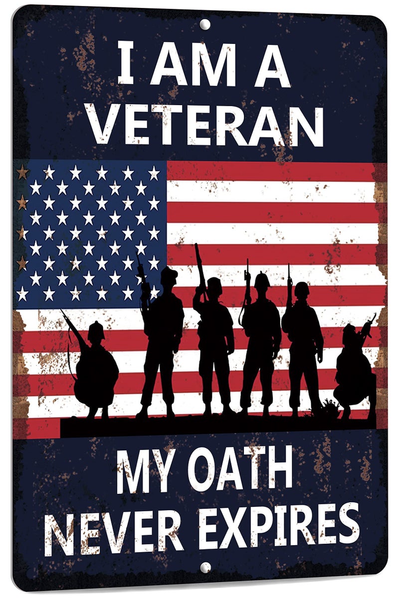 Skyocean Retro Metal Sign Vintage I Am A Veteran Sign for Plaque Poster Cafe Wall Art Sign Gift 8 X 12 INCH - Image 1