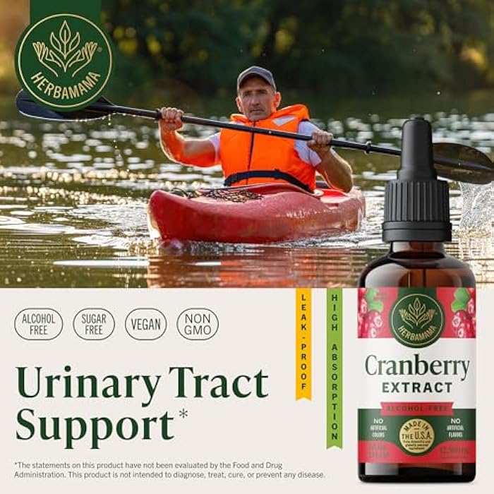 HERBAMAMA Cranberry Supplement Drops - Vegan Urinary Tract Support for Men and Women with Cranberry Extract - Non-GMO, Alcohol & Sugar-Free Kidney Support Supplement, 42-Day Supply - Image 2