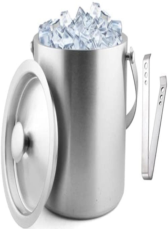 RASOFAB Zwerlin Stainless Steel Ice Bucket Double Wall Insulated with Lid Satin Finish Food Grade Stainless Steel with Free Ice Tong (Capacity-1.5L). - Image 1