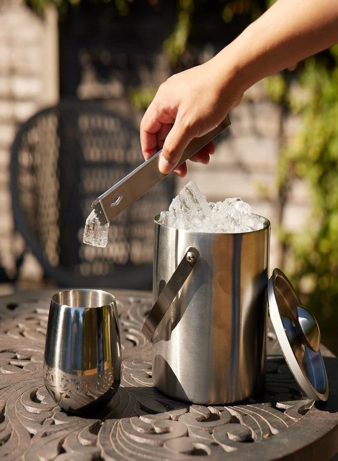 RASOFAB Zwerlin Stainless Steel Ice Bucket Double Wall Insulated with Lid Satin Finish Food Grade Stainless Steel with Free Ice Tong (Capacity-1.5L). - Image 2