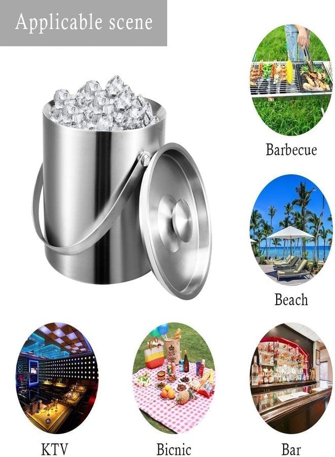 RASOFAB Zwerlin Stainless Steel Ice Bucket Double Wall Insulated with Lid Satin Finish Food Grade Stainless Steel with Free Ice Tong (Capacity-1.5L). - Image 4