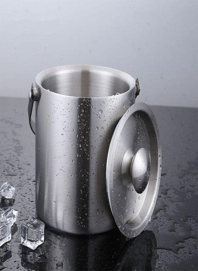 RASOFAB Zwerlin Stainless Steel Ice Bucket Double Wall Insulated with Lid Satin Finish Food Grade Stainless Steel with Free Ice Tong (Capacity-1.5L). - Image 3