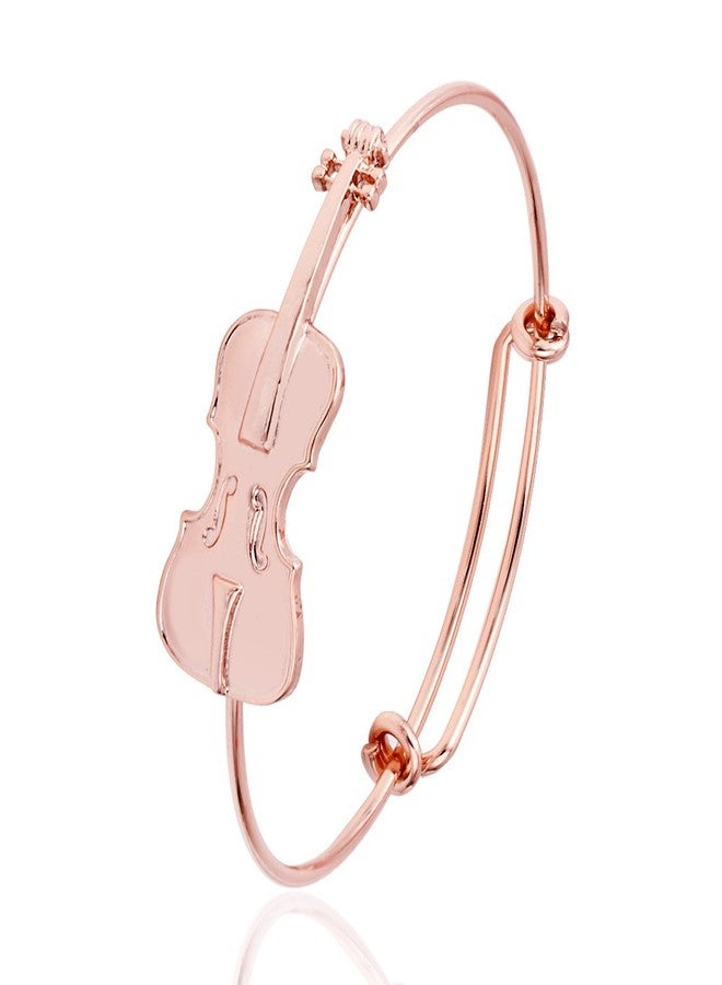 SENFAI Music Lover Violin Stretch Bangle Bracelet Jewelry Gifts (Rose gold) - Image 1