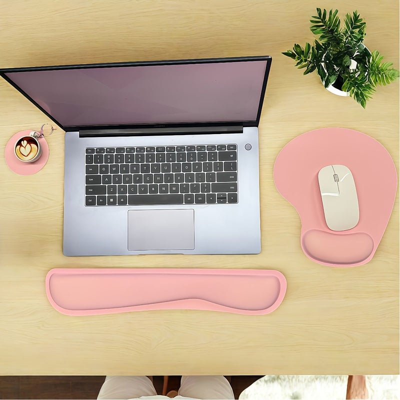 3-Piece Ergonomic Wrist Rest Mouse Pad Set Black Suitable For Computer Keyboards With Memory Foam Support Non-Slip Design Ideal For Office Workstations - Image 5
