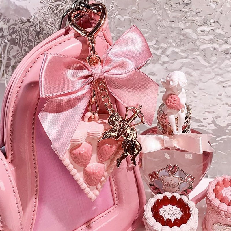 Flower Knows Strawberry Cupid Solid Perfume,Cake Bag Charms,Portable Travel Perfumes,Long Lasting Fragrances,2-in-1 Pink Cute Keychain Purse for Women,Girls&Bow Lovers Gift,0.11 oz(Lychee Bouquet) - Image 4