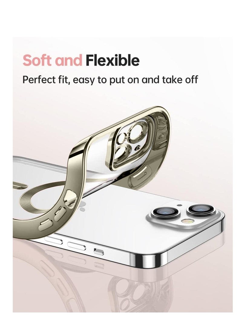 Wtech - Magsafe Shockproof Luxury Plating Hybrid Clear PC Case Cover For Apple iPhone 15 2023 Natural Titanium - Image 1