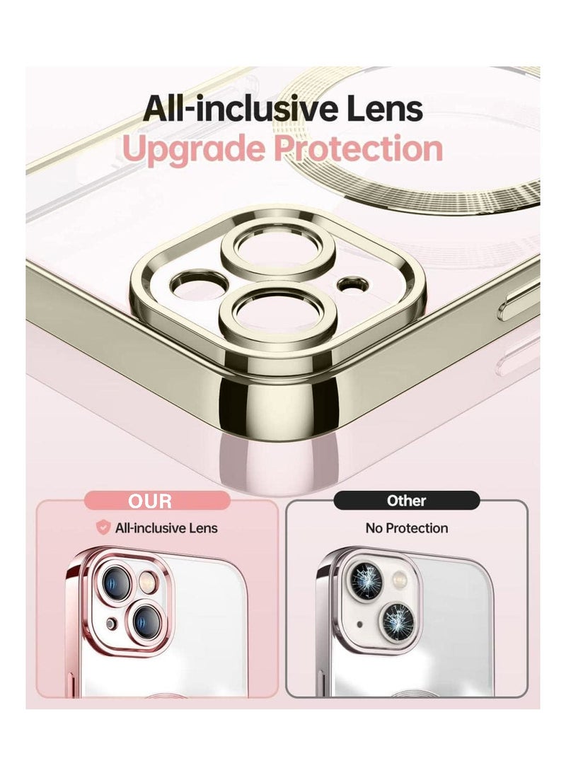 Wtech - Magsafe Shockproof Luxury Plating Hybrid Clear PC Case Cover For Apple iPhone 15 2023 Natural Titanium - Image 1