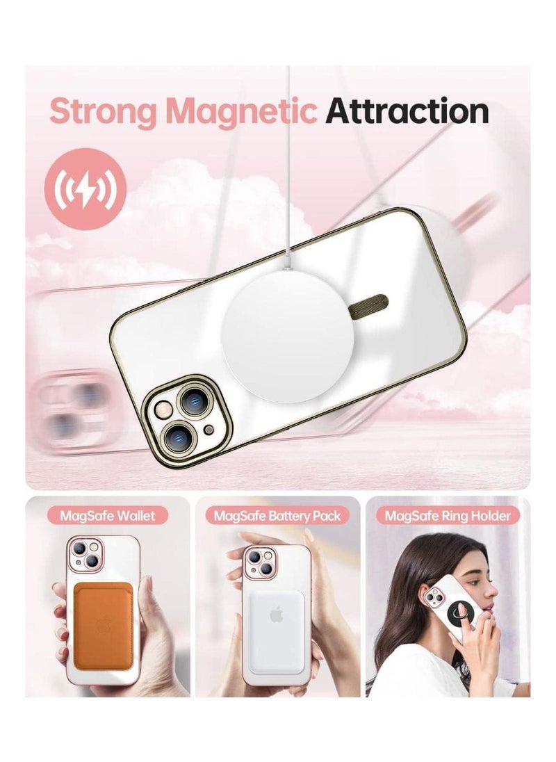 Wtech - Magsafe Shockproof Luxury Plating Hybrid Clear PC Case Cover For Apple iPhone 15 2023 Natural Titanium - Image 1