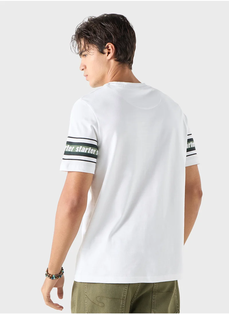 ستارتر Starter Printed Crew Neck T-shirt with Short Sleeves