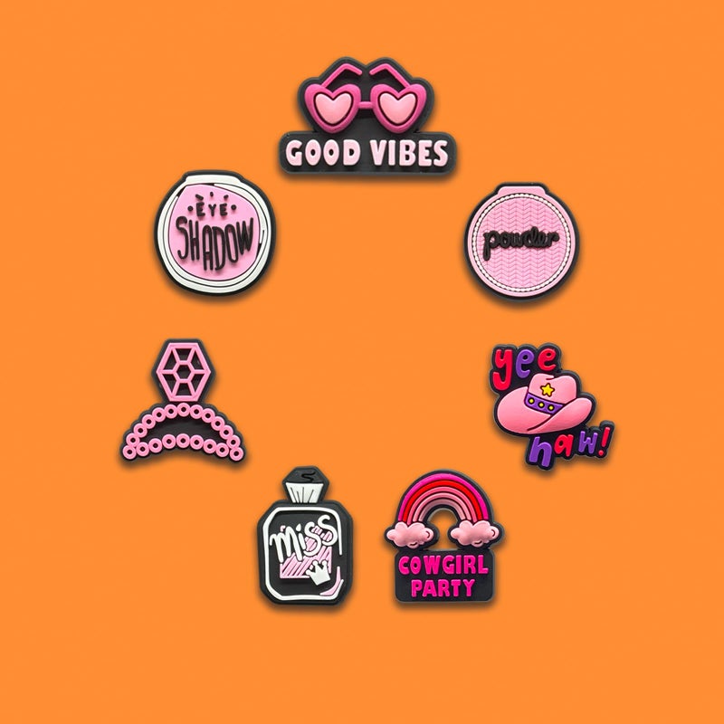 Chionwen 35 50Pcs Pink Random Shoe Decoration Charms for Croc Clog, Cute Lovely Fashion Charms Accessories for Women (35) - Image 3