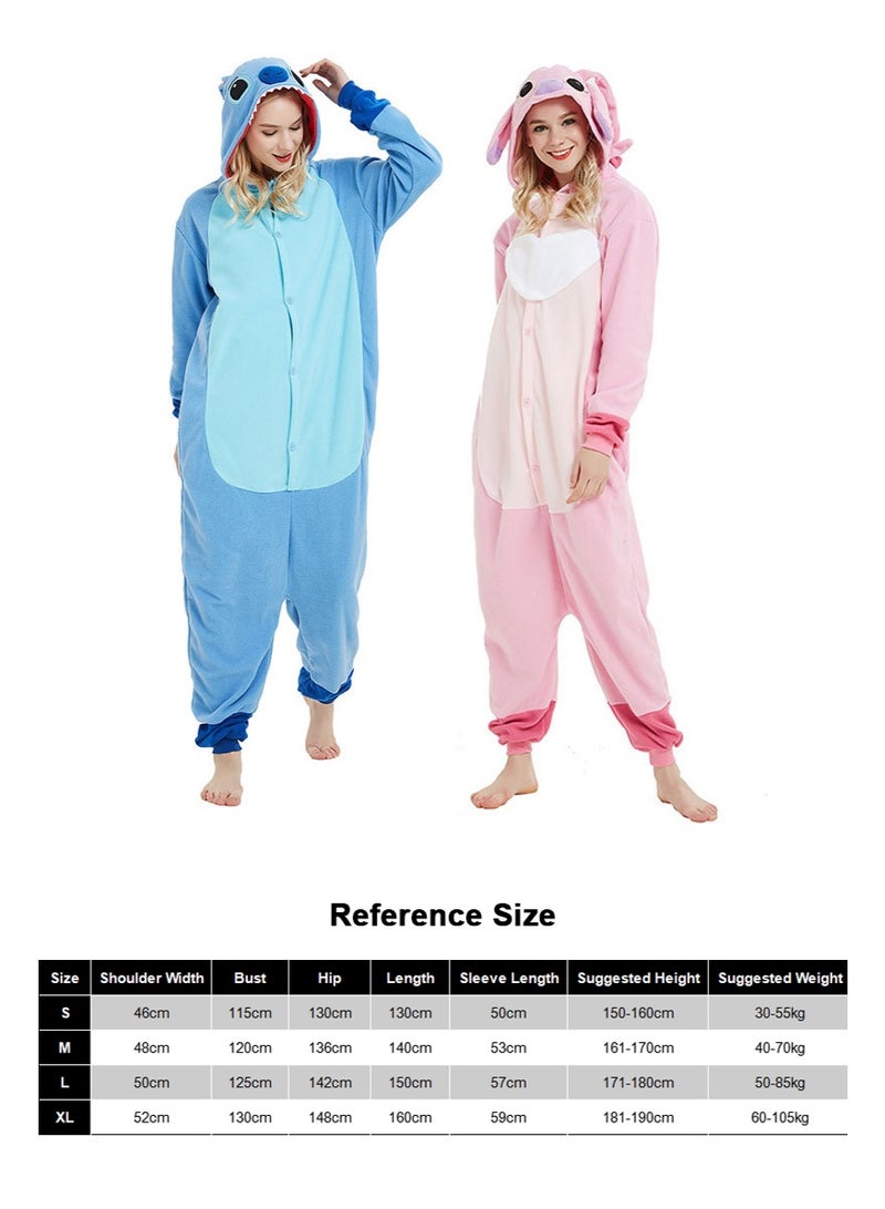 تابيت بيجاما حيوانية Onsie للبالغين، بدلة ملابس منزلية الصوف الشتوية للنساء والرجال، بيجاما الهودي الحيوان، زي حزب حيوان الكرتون (الوردي - S) - Image 2