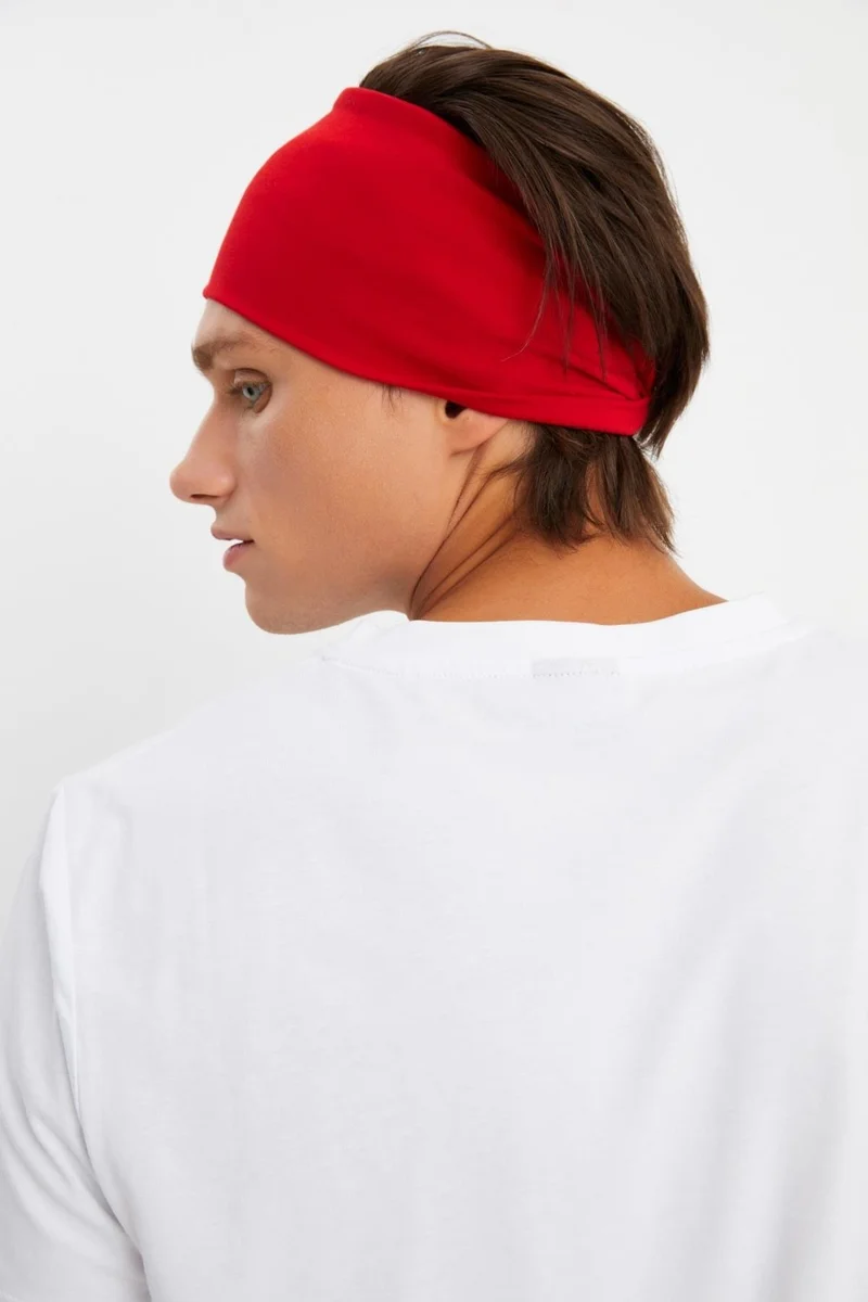 Butikgiz Red Men's Cotton Combed Comb, Non-Slip, Ultra Light, Sport Wide Headband Bandana Buff